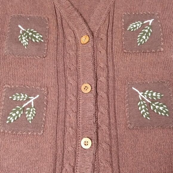 VTG Northern Reflections Embroidered Sweater Vest XL Brown Fall Leaves Cabincore - Picture 5 of 7